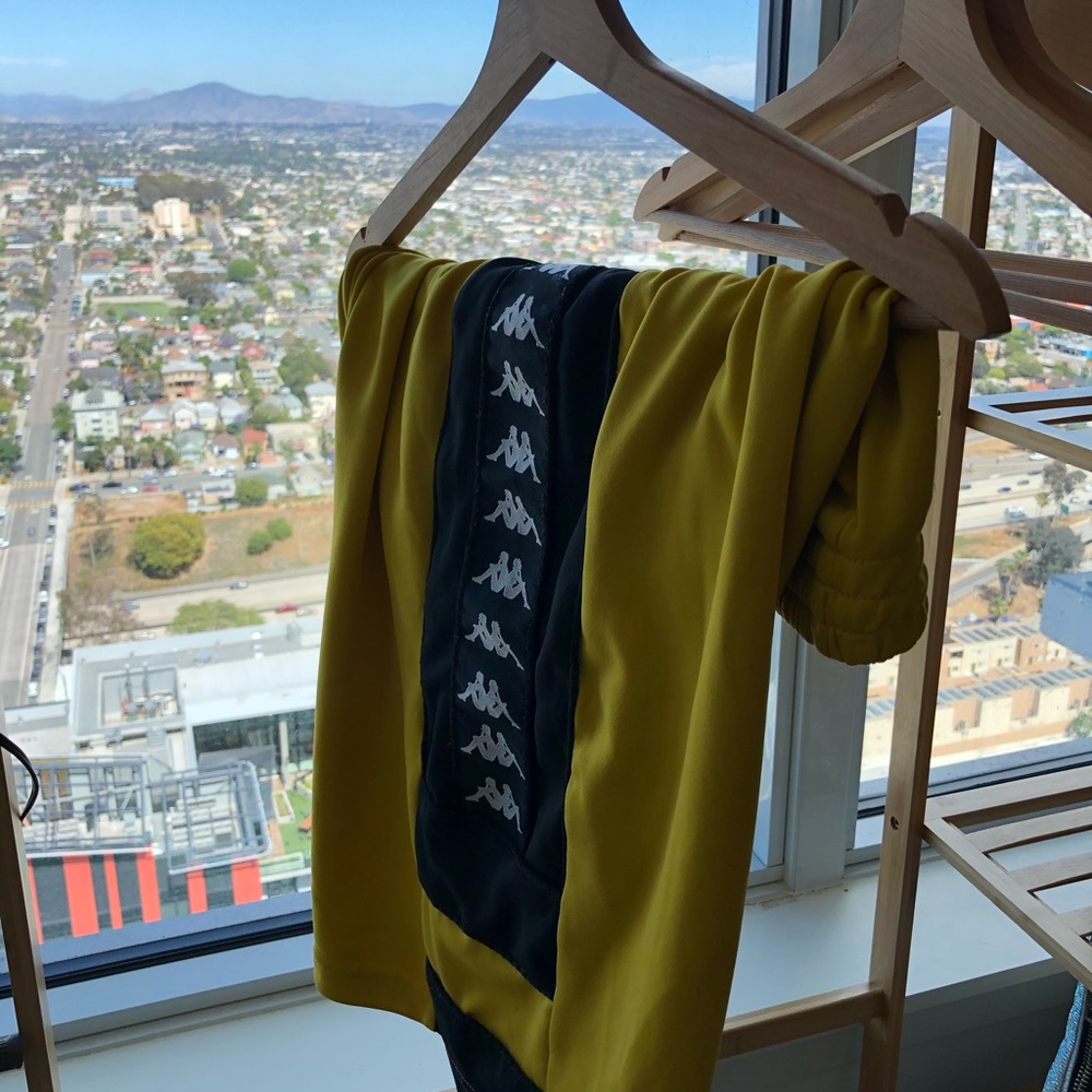 Men’s yellow basketball shorts.